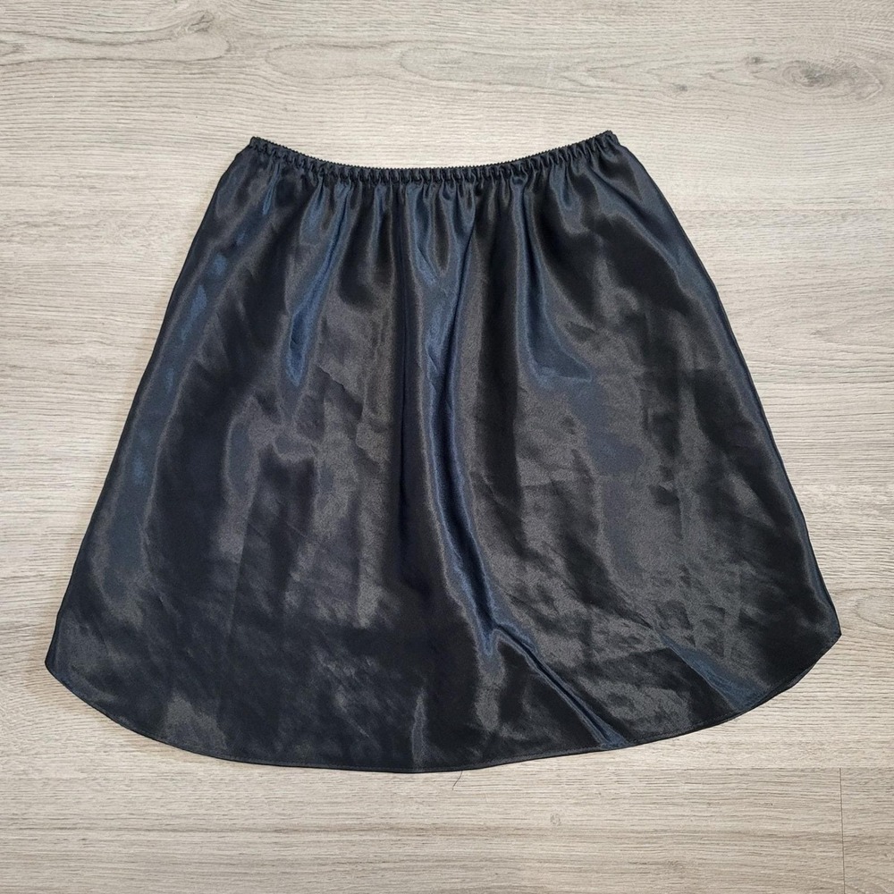 Vintage Black Satin Half Slip Skirt Elastic Waist Mini Length Small Farr‎ West